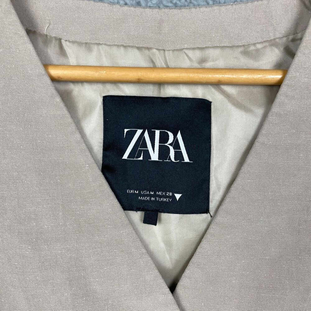 ๐3/$30๐ Zara Linen Blend Taupe Vest Button Tailored Waistcoat V-Neck Medium - Picture 7 of 7